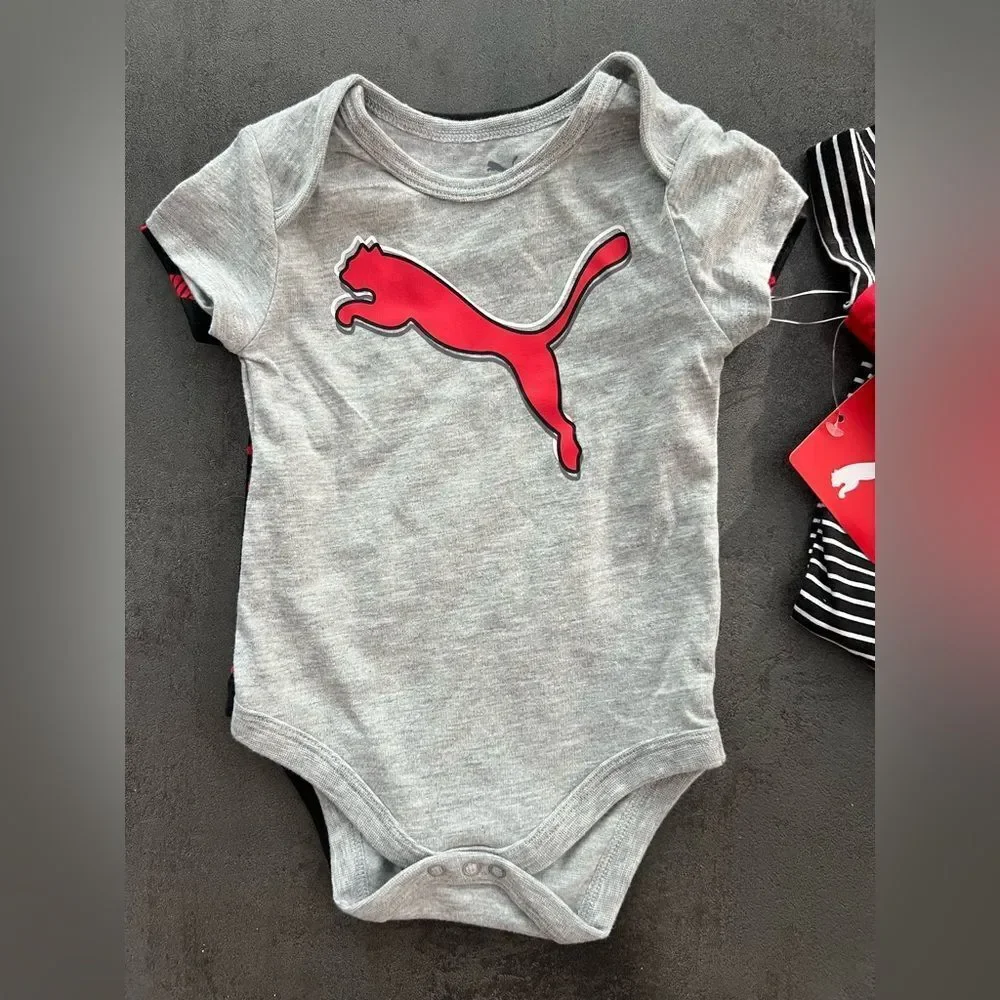 NWT Puma Set of 4 Short Sleeve Onesies - 0-3 months
